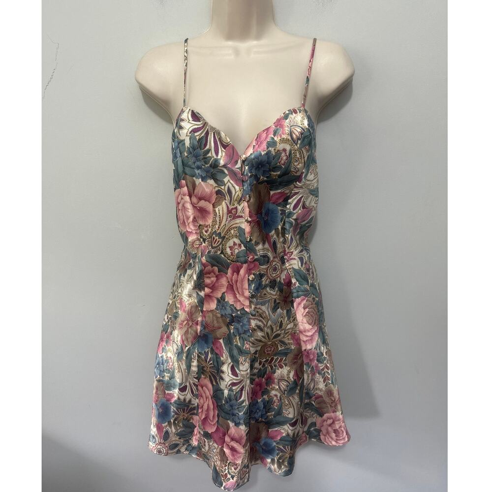 Vintage Victorias Secret Slip Dress Medium Pink Beige Gold Label 90s Coquette